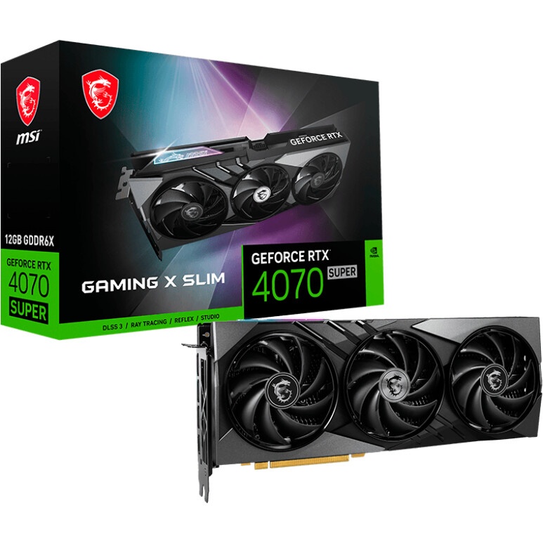 Видеокарта MSI RTX4070SUPER 12G GAMING X SLIM 192bit GDDR6X 2640/21000 HDMIx1 DPx3 HDCP Ret