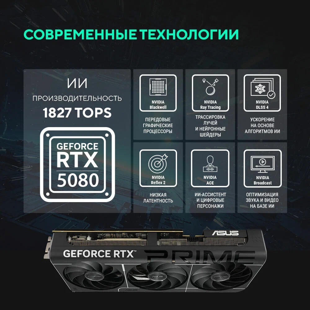 Видеокарта MAXSUN MS-RTX5080 iCraft OC16G AIGA Plus RTX5080 HDMI, 3*DP, 16G, D7