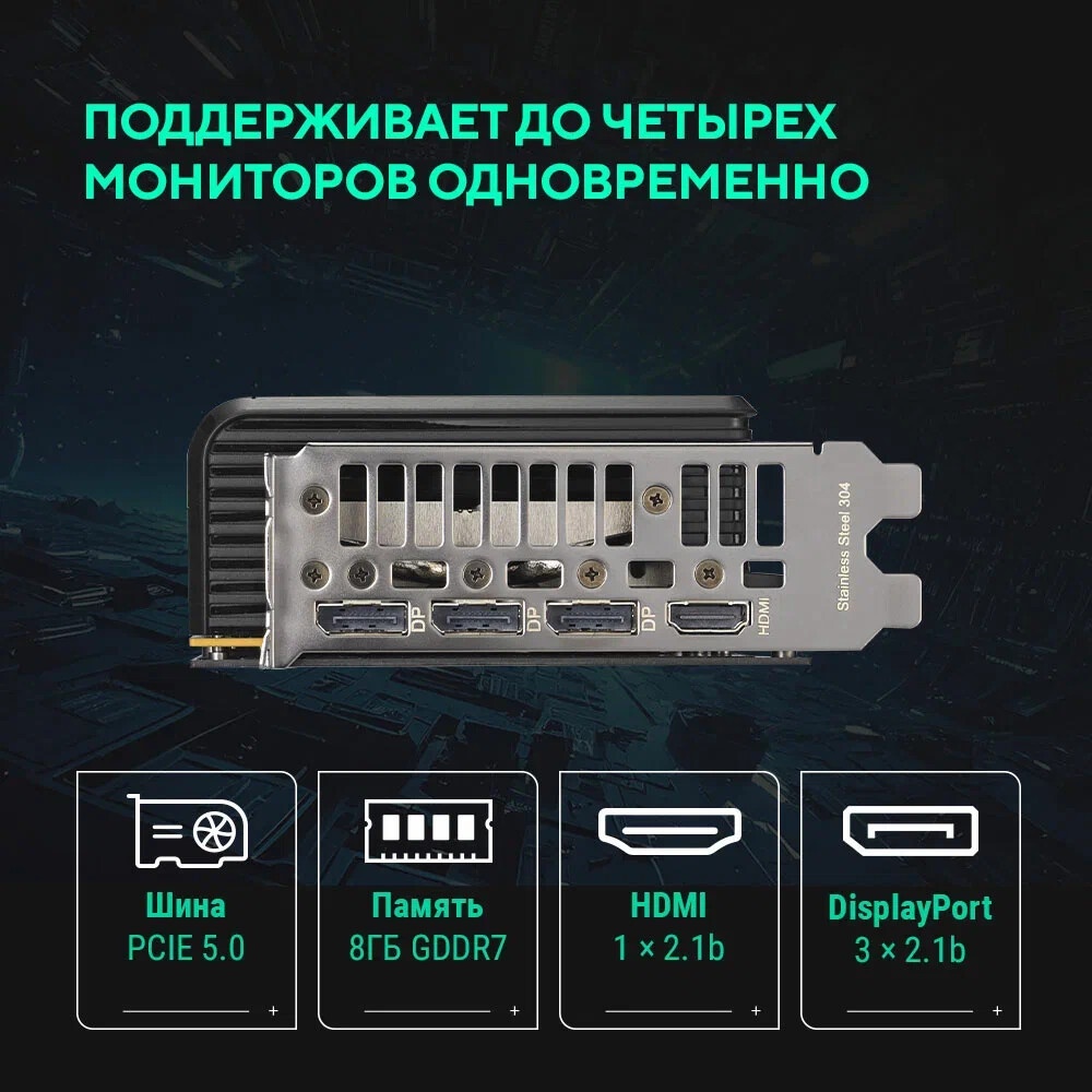 Видеокарта MAXSUN MS-RTX5060 iCraft OC8G AIGA Classic RTX5060 HDMI, 3*DP, 8G, D7