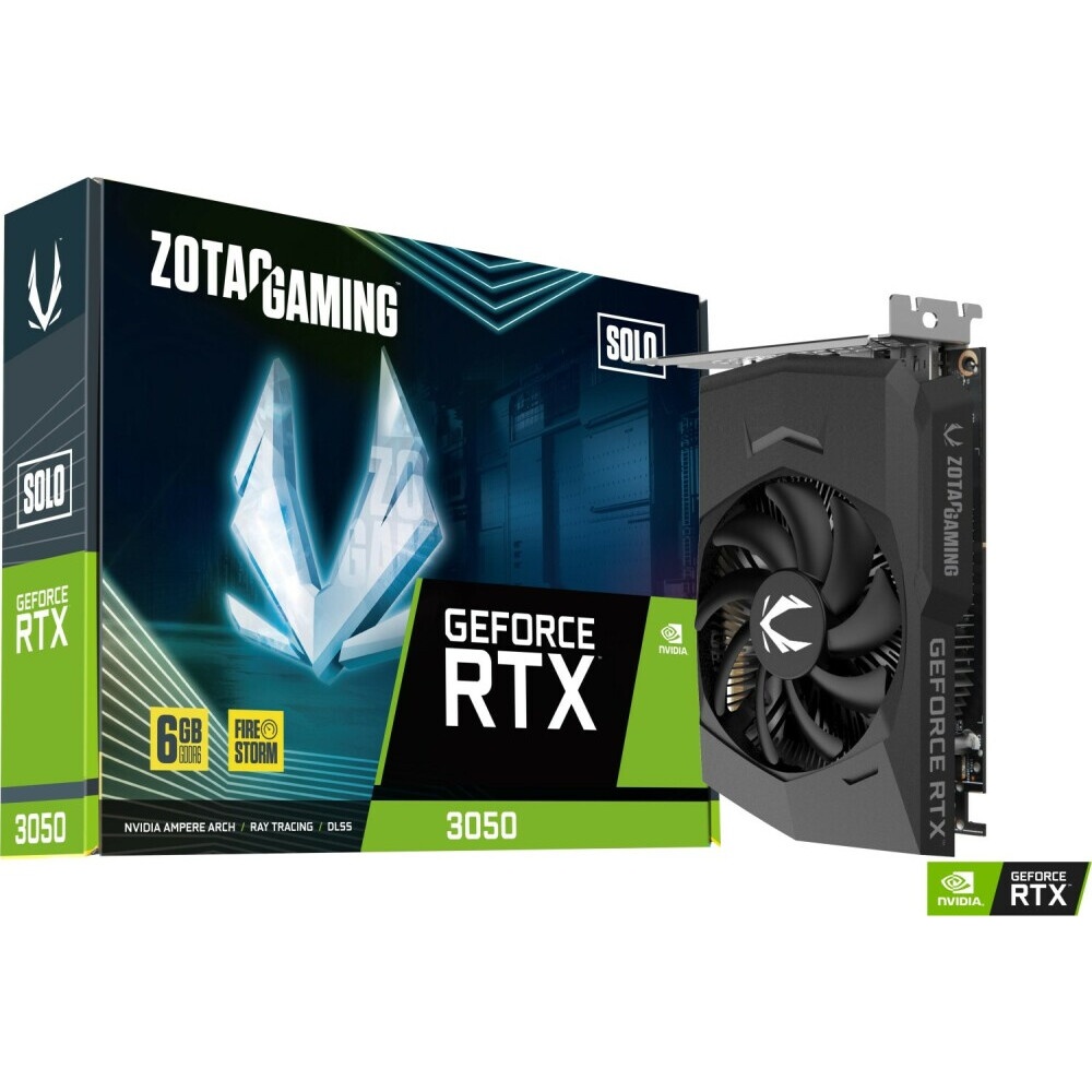 Видеокарта Zotac RTX3050 SOLO 6GB GDDR6 96bit 3xDP HDMI 1FAN Lite Pack