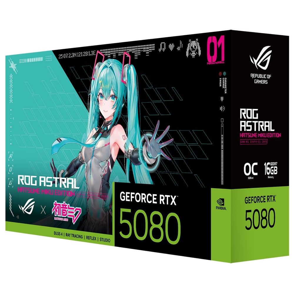 Видеокарта ASUS RTX5080 ROG ASTRAL HATSUNE MIKU EDITION WHITE OC 16GB GDDR7 256bit 3xDP 2xHDMI 4FAN