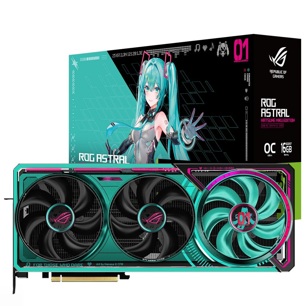Видеокарта ASUS RTX5080 ROG ASTRAL HATSUNE MIKU EDITION WHITE OC 16GB GDDR7 256bit 3xDP 2xHDMI 4FAN