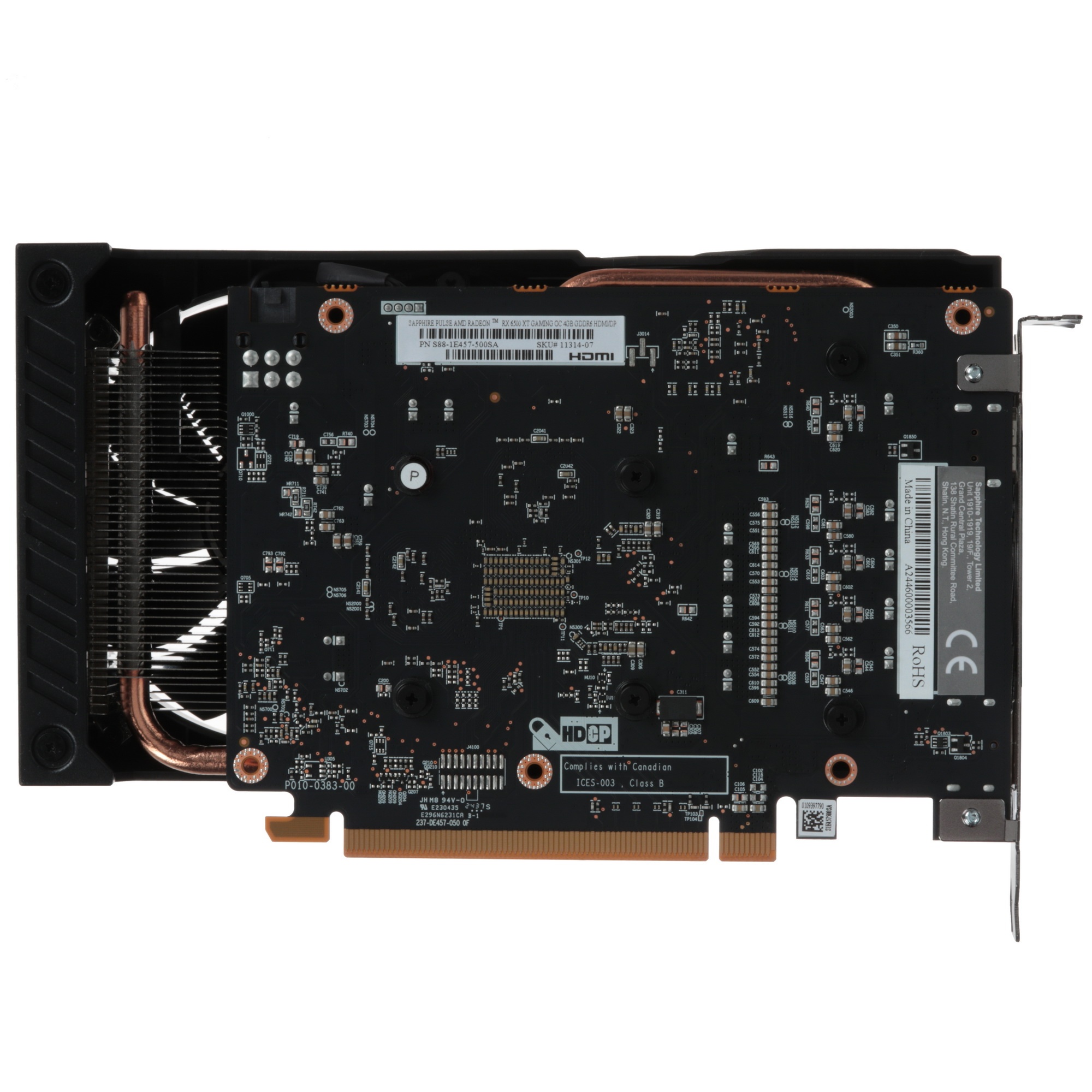 Видеокарта Sapphire RX6500XT Gaming OC Pulse 11314-07-20G AMD Radeon RX 6500XT 4Gb 64bit GDDR6 PCI-E