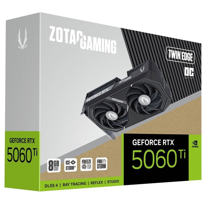 Видеокарта Zotac RTX5060Ti TWIN EDGE OC WHITE ED 8GB GDDR7 128bit 3xDP HDMI 2FAN RTL