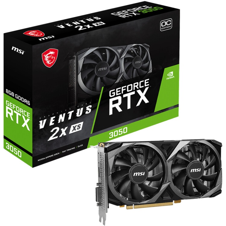 Видеокарта MSI PCI-E 4.0 RTX 3050 AERO ITX 8G OCV2 NVIDIA GeForce RTX 3050 8192Mb 128 GDDR6 1807/140
