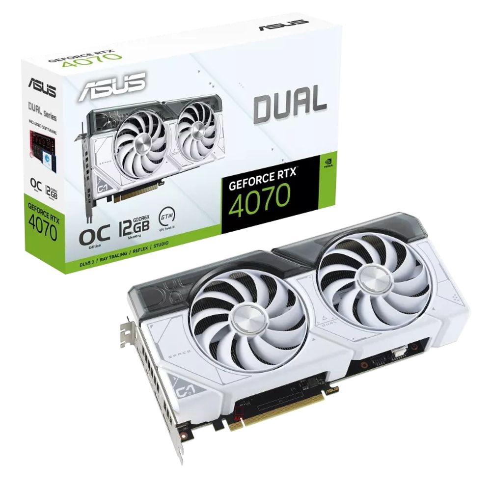 Видеокарта Asus DUAL-RTX4070-O12G-WHITE NVIDIA GeForce RTX 4070 12288Mb PCI-E 4.0 192 GDDR6X 2520/21