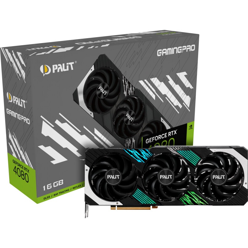 Видеокарта Palit PA-RTX4080 GAMINGPRO 16GB GDDR6X 2205/22400 HDMIx1 DPx3 HDCP