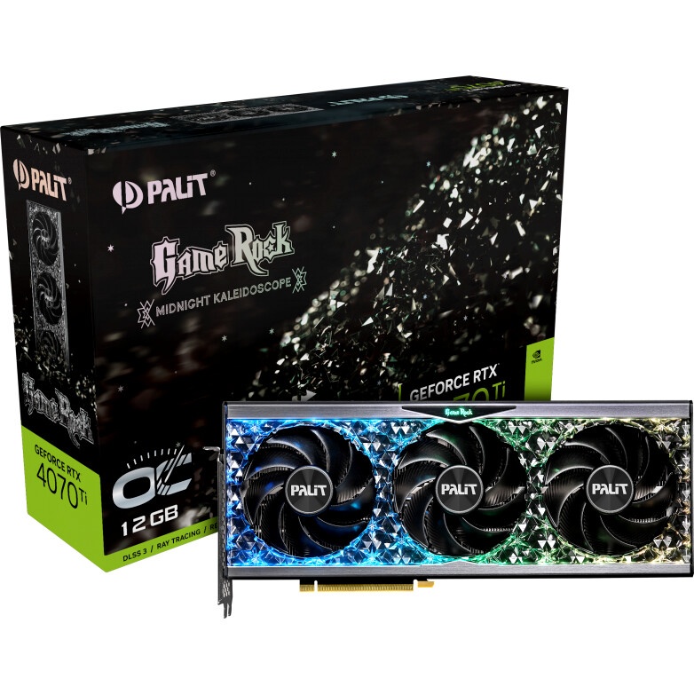 Видеокарта Palit RTX4070Ti GAMEROCK OC NVIDIA  12Gb 192 GDDR6X 2310/21000 HDMIx1 DPx3 HDCP Ret
