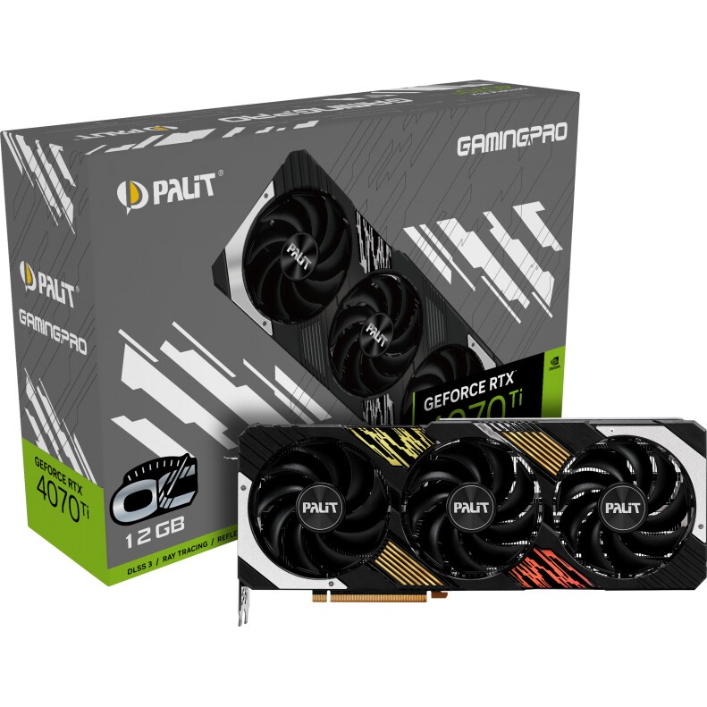 Видеокарта Palit RTX4070Ti GAMINGPRO OC NVIDIA GeForce RTX 4070TI PCI-E 4.0 12288Mb 192 GDDR6X 2310/