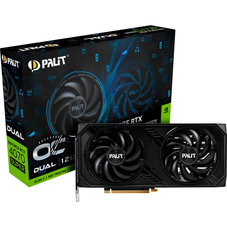 Видеокарта Palit RTX4070 SUPER DUAL OC 12GB PCI-E 4.0 192bit GDDR6X 1920/21000 HDMIx1 DPx3 HDCP Ret