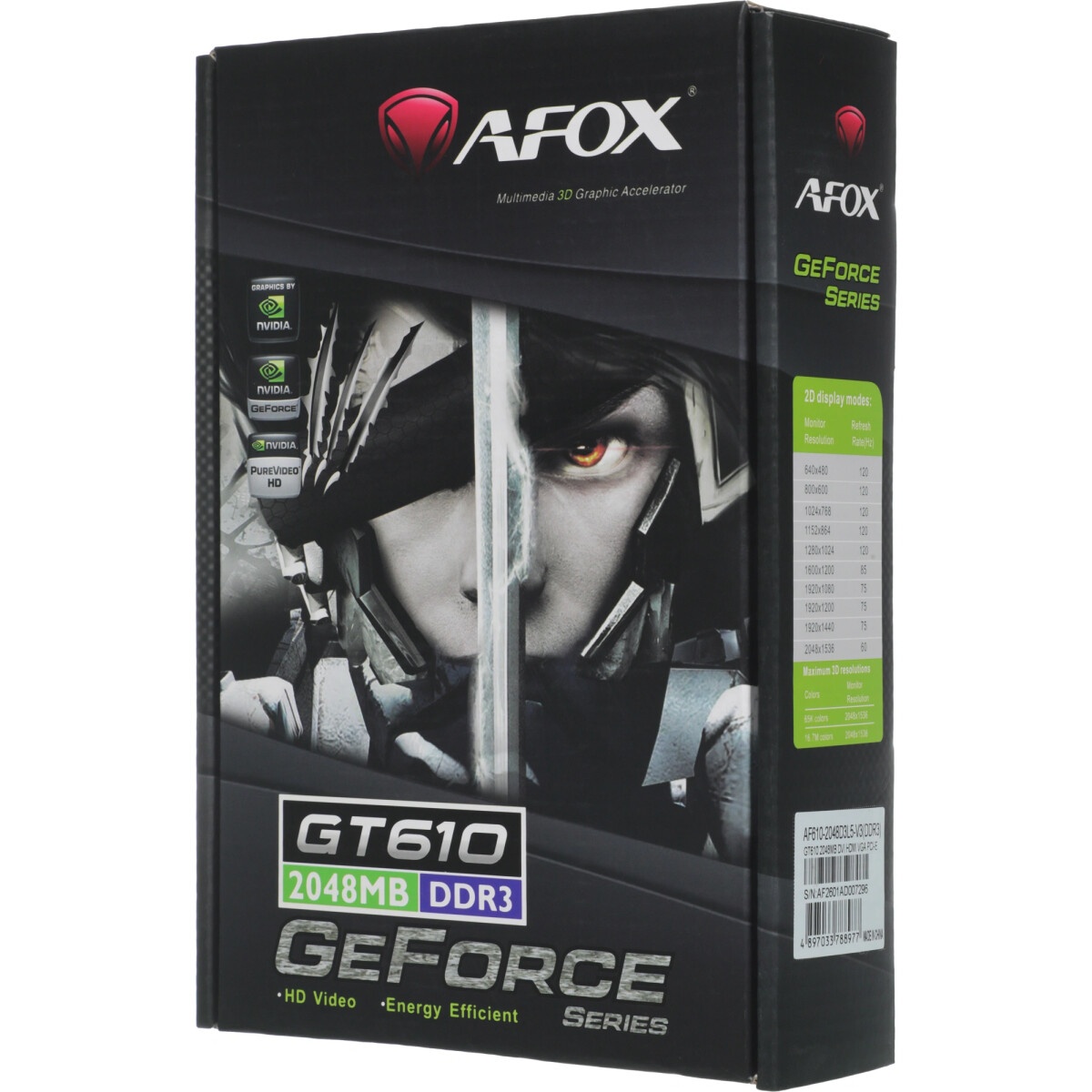 Видеокарта Afox PCI-E 3.0 AF610-2048D3L5-V3 NVIDIA GeForce GT 610 2Gb 64bit GDDR3 810/1333 DVIx1 HDM