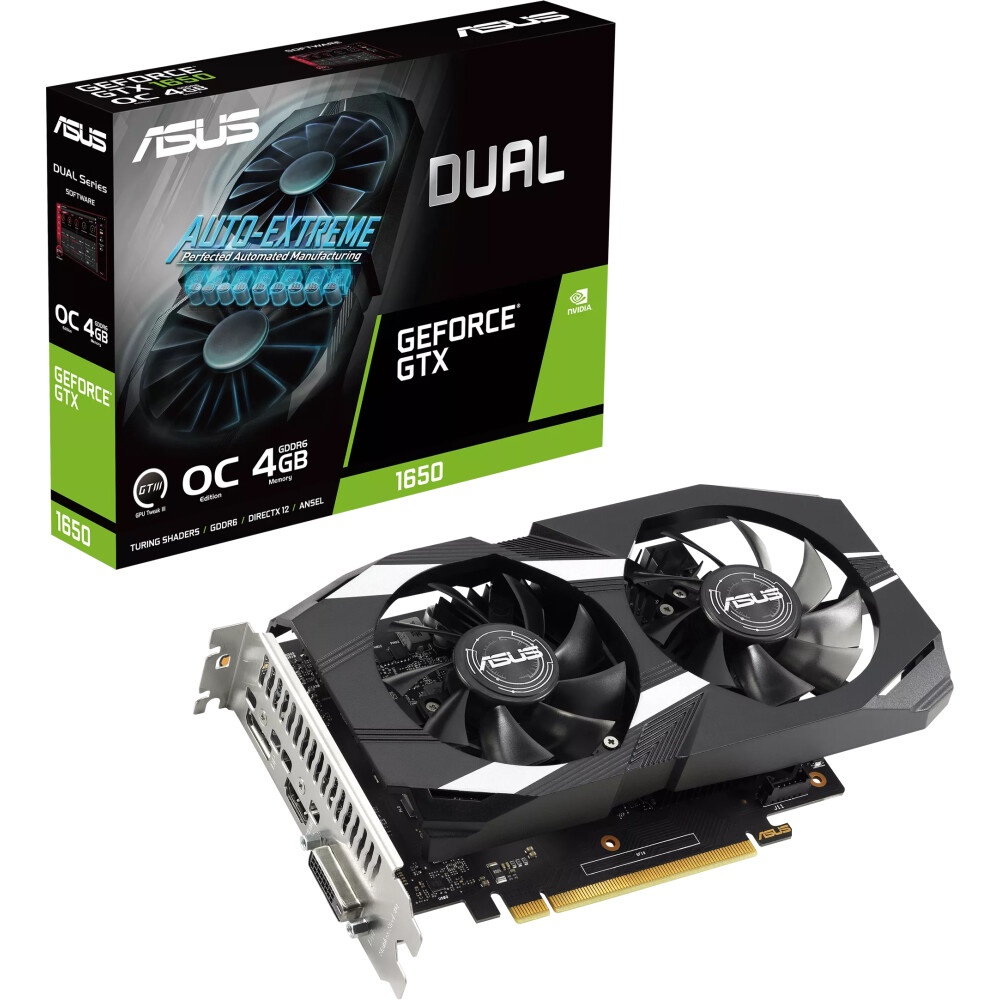 Видеокарта Asus DUAL-GTX1650-O4GD6-P-V2 PCI-E NVIDIA GeForce GTX 1650 4096Mb 128 GDDR6 1620/12000 D