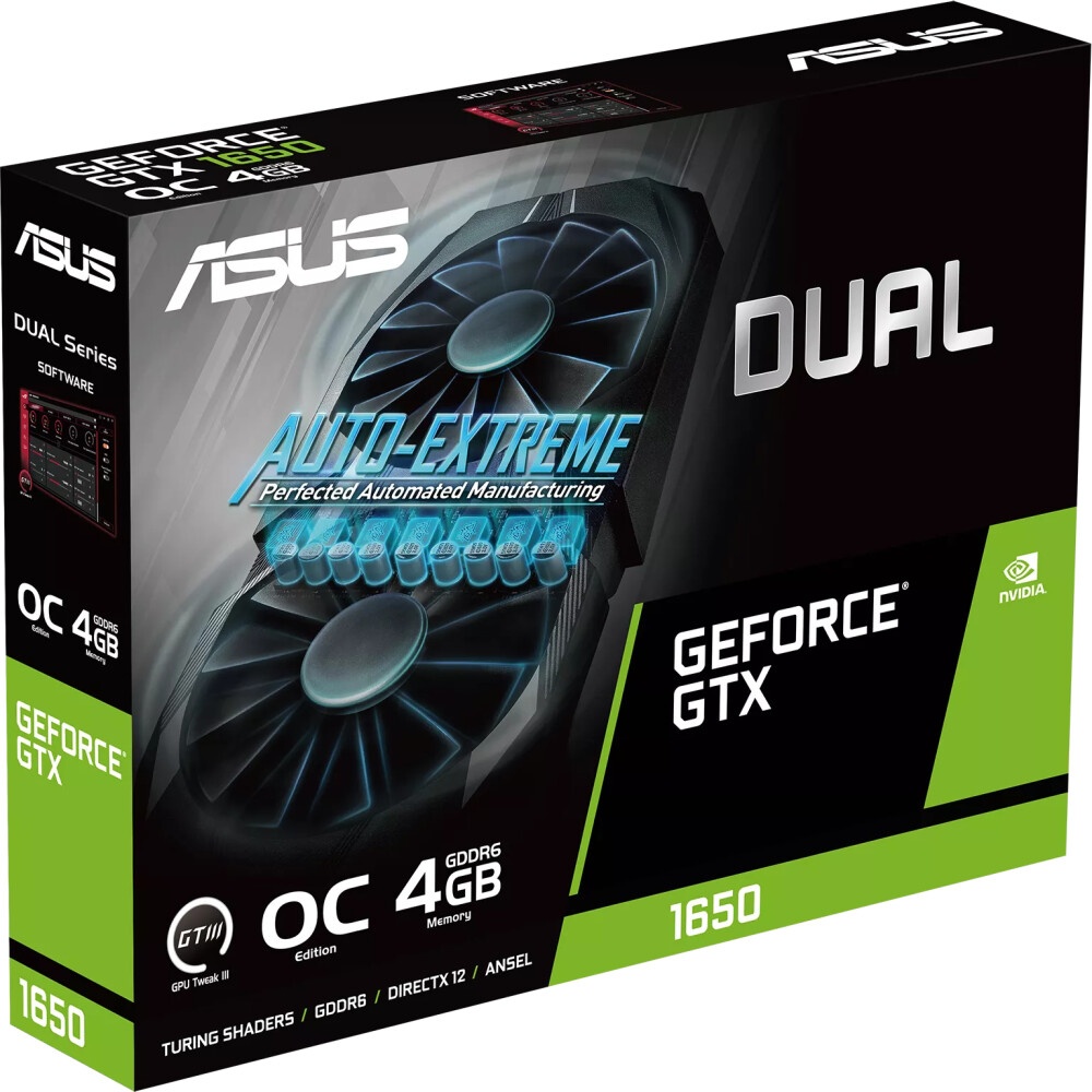 Видеокарта Asus DUAL-GTX1650-O4GD6-P-V2 PCI-E NVIDIA GeForce GTX 1650 4096Mb 128 GDDR6 1620/12000 D