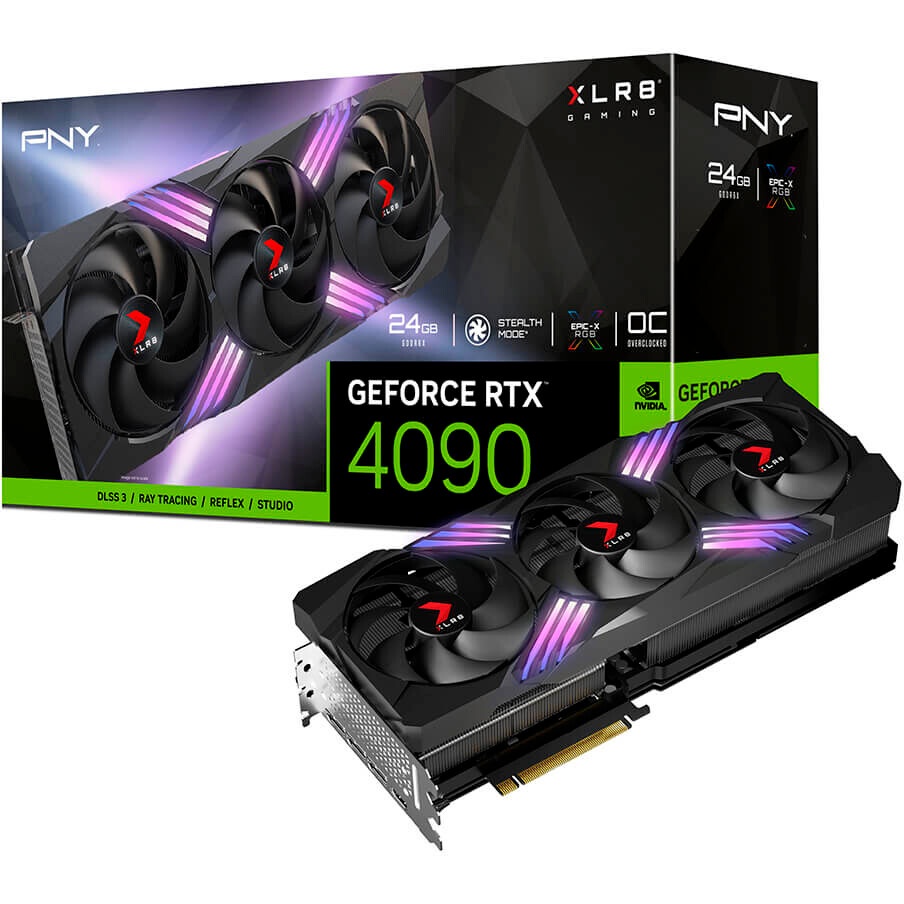 Видеокарта PNY RTX4090 24GB XLR8 Gaming VERTO EPIC-X RGB Overclocked GDDR6X 384-bit DPx3 HDMI 3FAN D