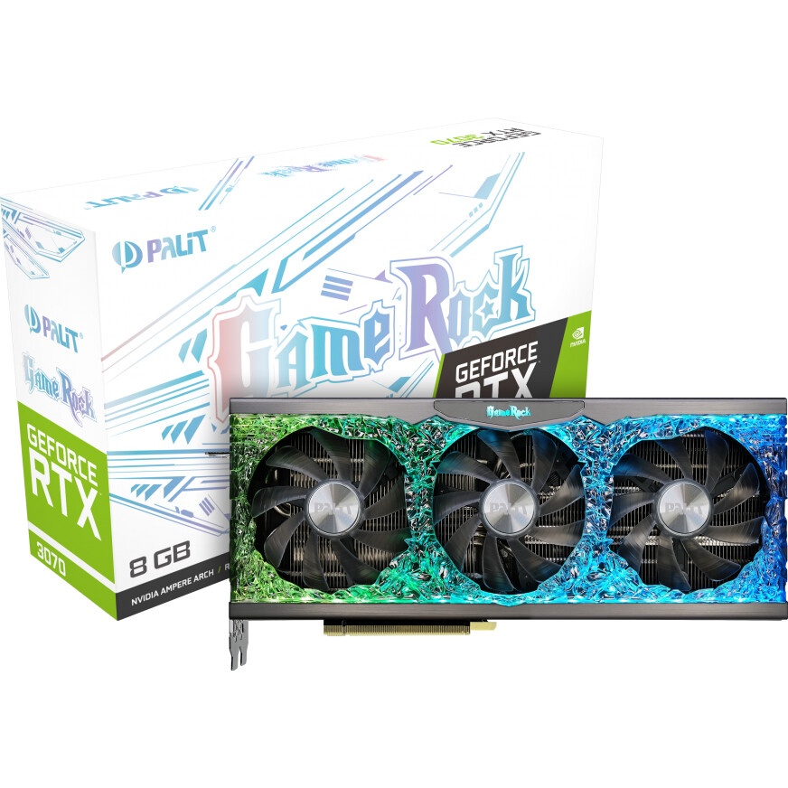 Видеокарта Palit PA-RTX3070 GAMEROCK 8G LHR GDDR6 1500/14000 HDMIx1 DPx3 HDCP