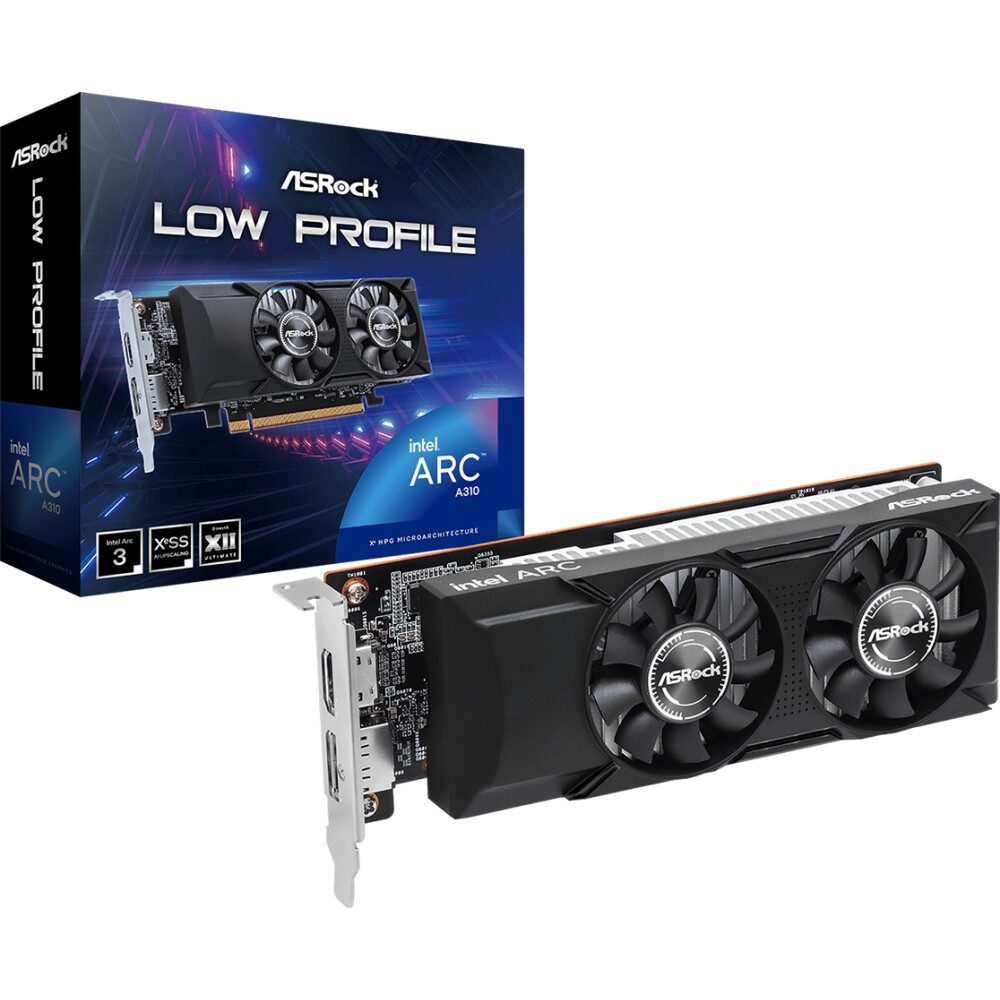 Видеокарта ASRock A310 LP 4G INTEL ARC A310 4Gb 64bit GDDR6 2000/15500 HDMIx1 DPx1 HDCP Ret low prof