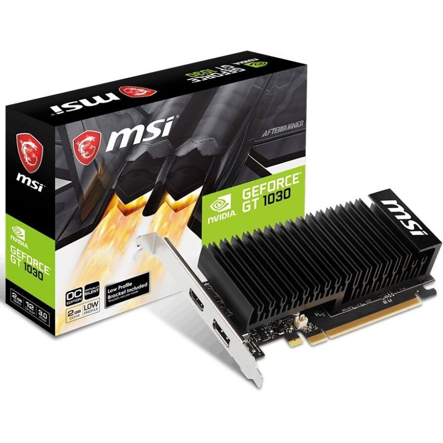 Видеокарта Gigabyte GV-N1030D4-2GL NVidia GeForce GT 1030, 2Gb DDR4/64-bit, PCI-Ex16 3.0, DVI-Dx1, H