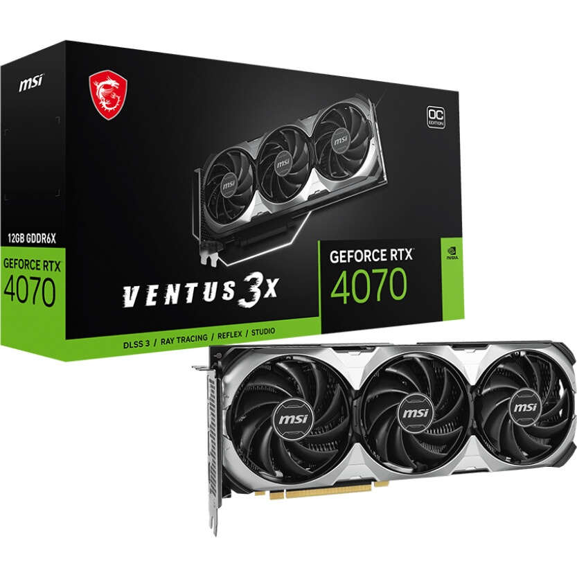 Видеокарта MSI RTX4070 VENTUS 3X E 12GB OC GDDR6X 192-bit HDMI DPx3 3FAN RTL