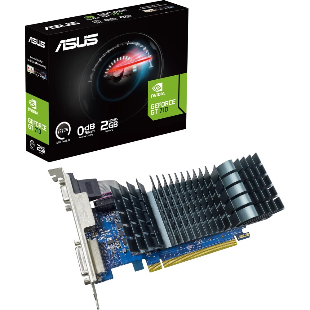 Видеокарта Asus PCI-E GT710-SL-2GD5-BRK-EVO NVIDIA GeForce GT 710 2Gb 64bit GDDR5 954/5012 DVIx1 HDM