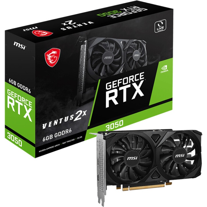 Видеокарта MSI NVIDIA GeForce RTX 3050 VENTUS 2X E 6G PCI-E 4.0 96bit GDDR6 1470/14000 HDMIx2 DPx1 H