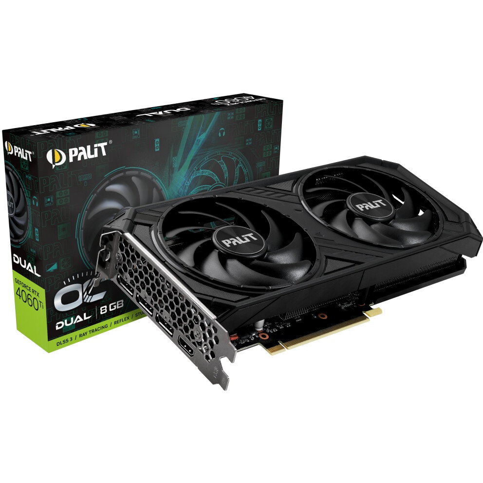 Видеокарта Palit RTX4060TI DUAL OC NVIDIA GeForce RTX 4060TI 8192Mb PCI-E 4.0 128 GDDR6 2685/9000 HD