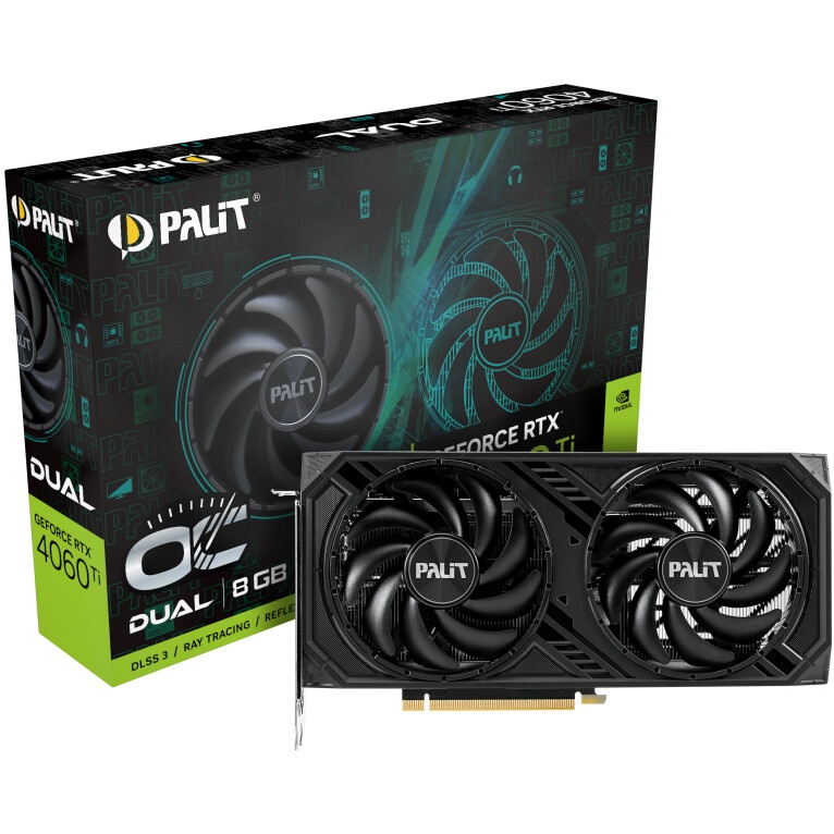 Видеокарта Palit RTX4060TI DUAL OC NVIDIA GeForce RTX 4060TI 8192Mb PCI-E 4.0 128 GDDR6 2685/9000 HD