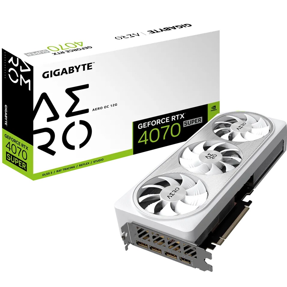Видеокарта Gigabyte RTX4070SUPER AERO OC 12GB RTX4070Super 12Gb 192bit GDDR6X 2610/21000 HDMIx1 DPx3