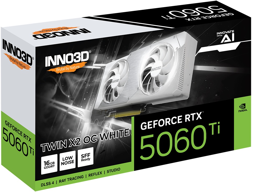 Видеокарта INNO3D RTX5060Ti TWIN X2 ОС WHITE 16GB GDDR7 128bit 3xDP HDMI 2FAN RTL