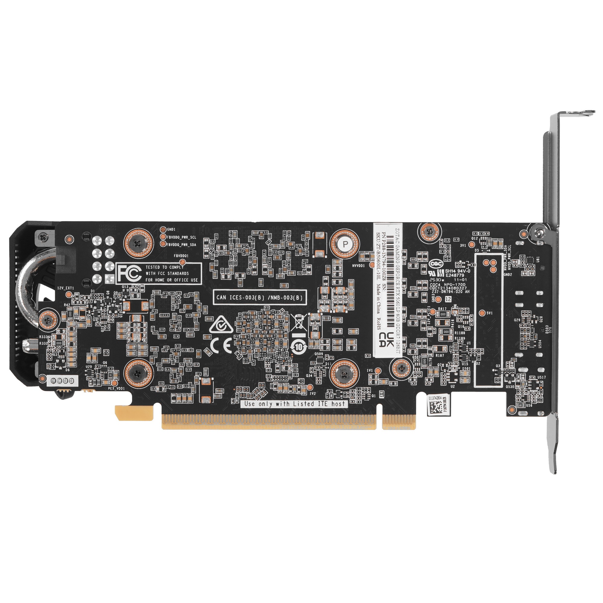 Видеокарта Zotac PCI-E 5.0 RTX 5060 LP 8GB NVIDIA GeForce RTX 5060 8Gb 128bit GDDR7 2527/28000 HDMIx