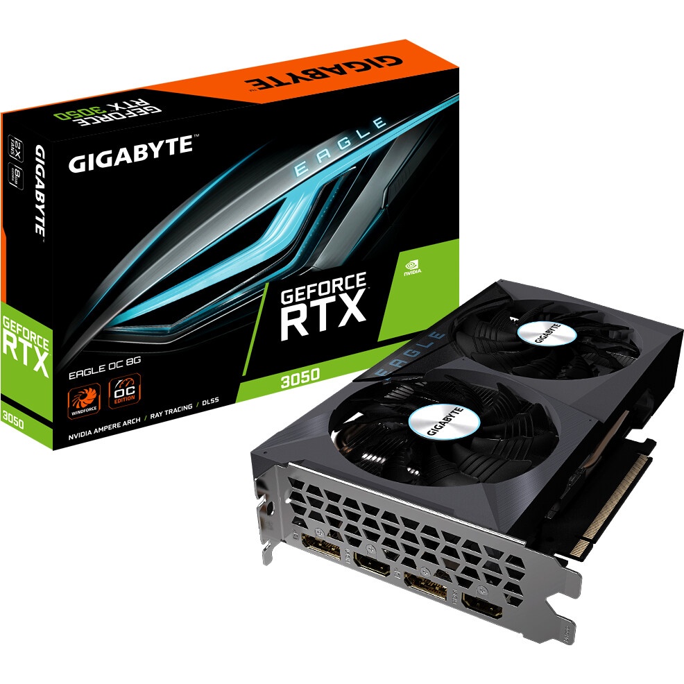 Видеокарта Gigabyte GV-N3050EAGLE OC-8GD PCI-E 4.0 128bit GDDR6 1792/14000 HDMIx2 DPx2 HDCP Ret