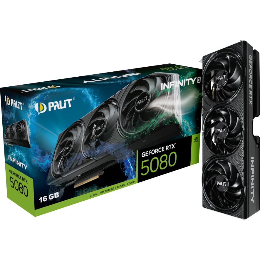 Видеокарта Palit PCI-E 5.0 PA-RTX5080 INFINITY 3 OC NVIDIA GeForce RTX 5080 16Gb 256bit GDDR7 2295/3