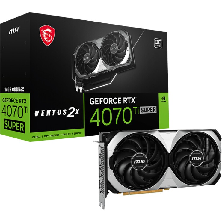 Видеокарта NVIDIA GeForce RTX 4070 Ti Super MSI 16GB (RTX 4070 Ti SUPER 16G VENTUS 2X OC)