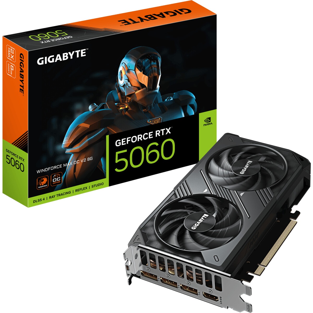 Видеокарта Gigabyte RTX5060 WINDFORCE MAX OC 8GB GDDR7 128bit 3xDP HDMI 2FAN RTL