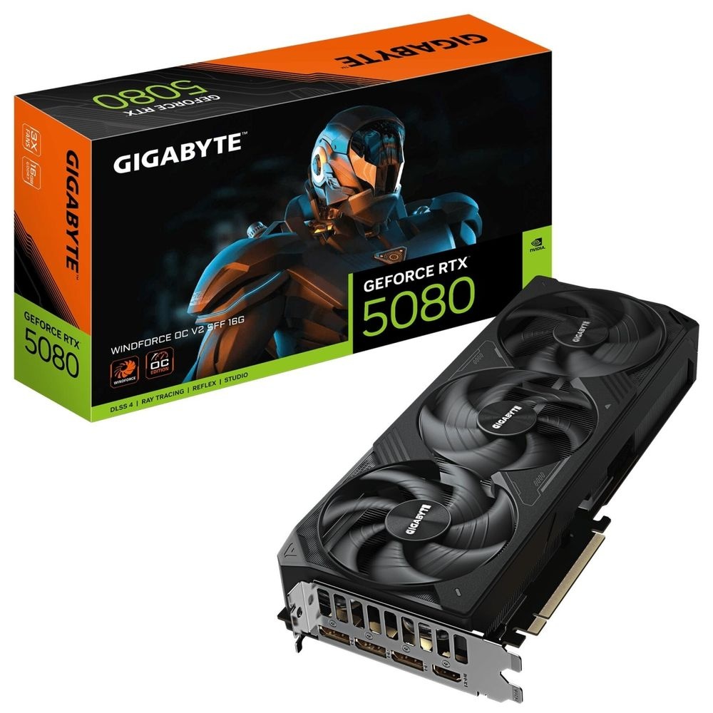 Видеокарта GIGABYTE RTX5080 WINDFORCE OC SFF 16GB//RTX5080, HDMI*1, DP*3, 16G,D7