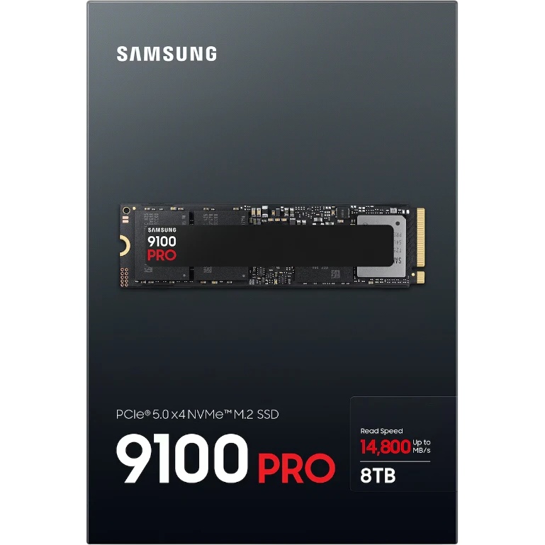 Накопитель SSD Samsung M.2 2280 8TB 9100 PRO черный Client SSD PCIe Gen5x4 with NVMe, 14800/13400, M