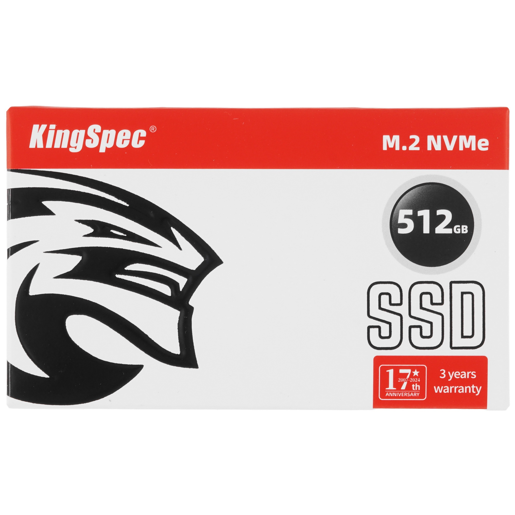 Накопитель SSD KingSpec NE-512, 512Gb, M.2 2280, PCIe 3.0 x4, NVMe, R/W 2400/1700