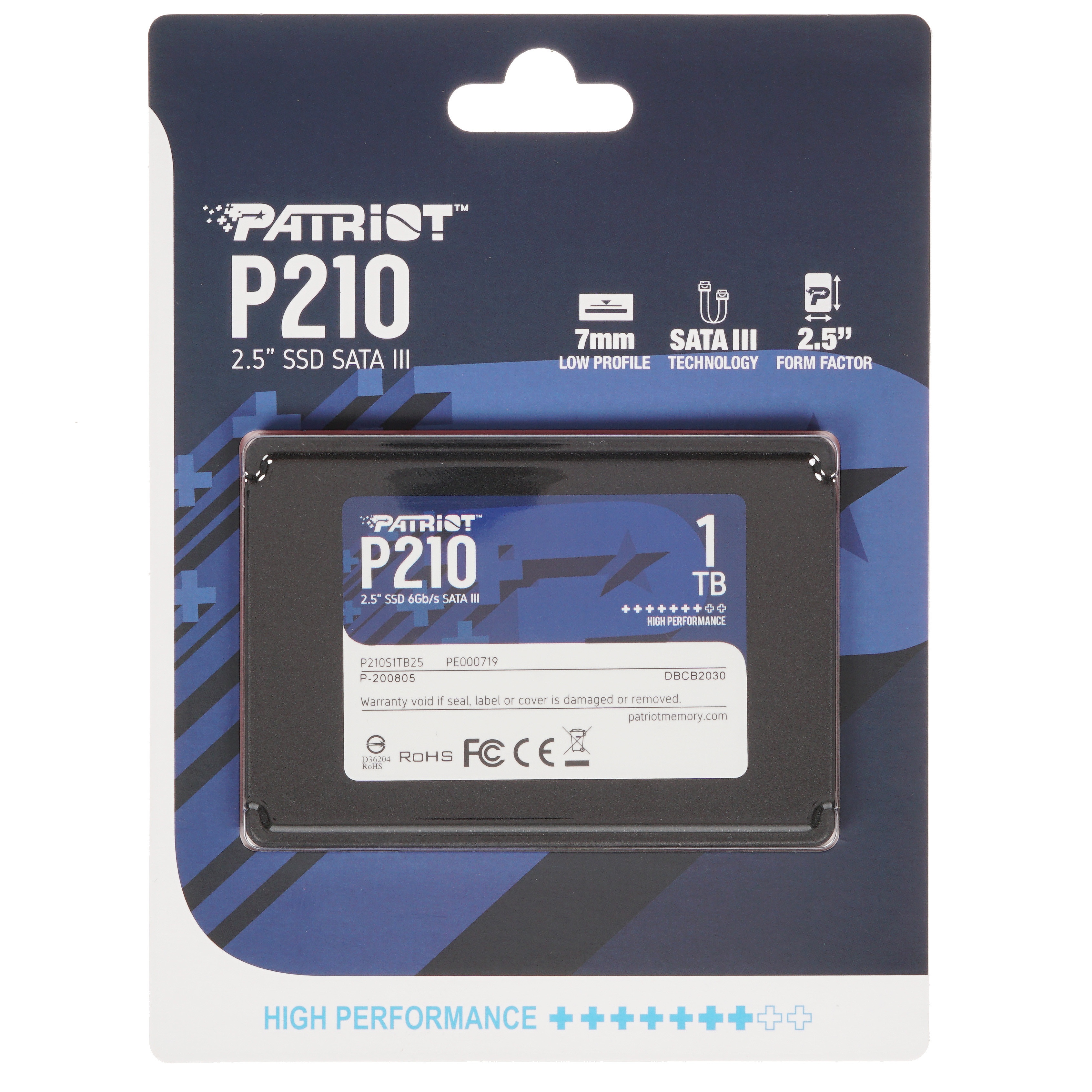 Накопитель SSD Patriot P210, 1TB, SATA III, 2.5", R/W 520/430