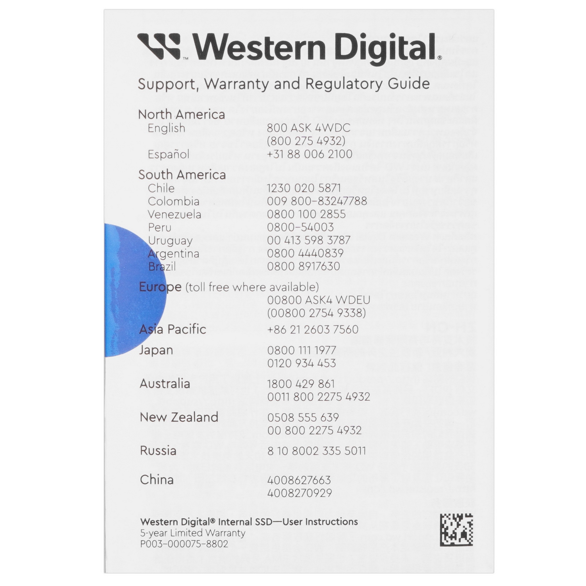 Накопитель SSD WD Blue SA510 WDS400T3B0A, 4000Gb, SATA III, 2.5", R/W 560/520