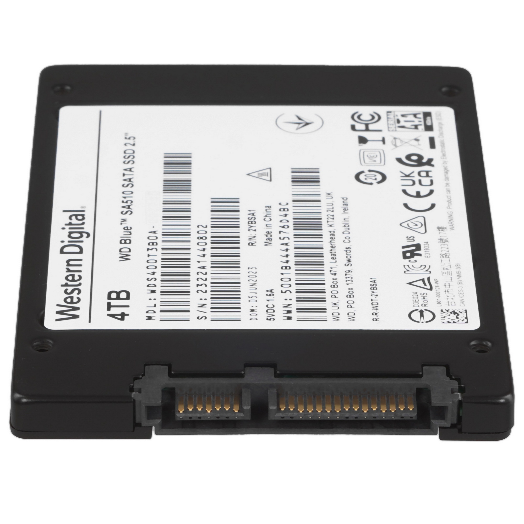 Накопитель SSD WD Blue SA510 WDS400T3B0A, 4000Gb, SATA III, 2.5", R/W 560/520