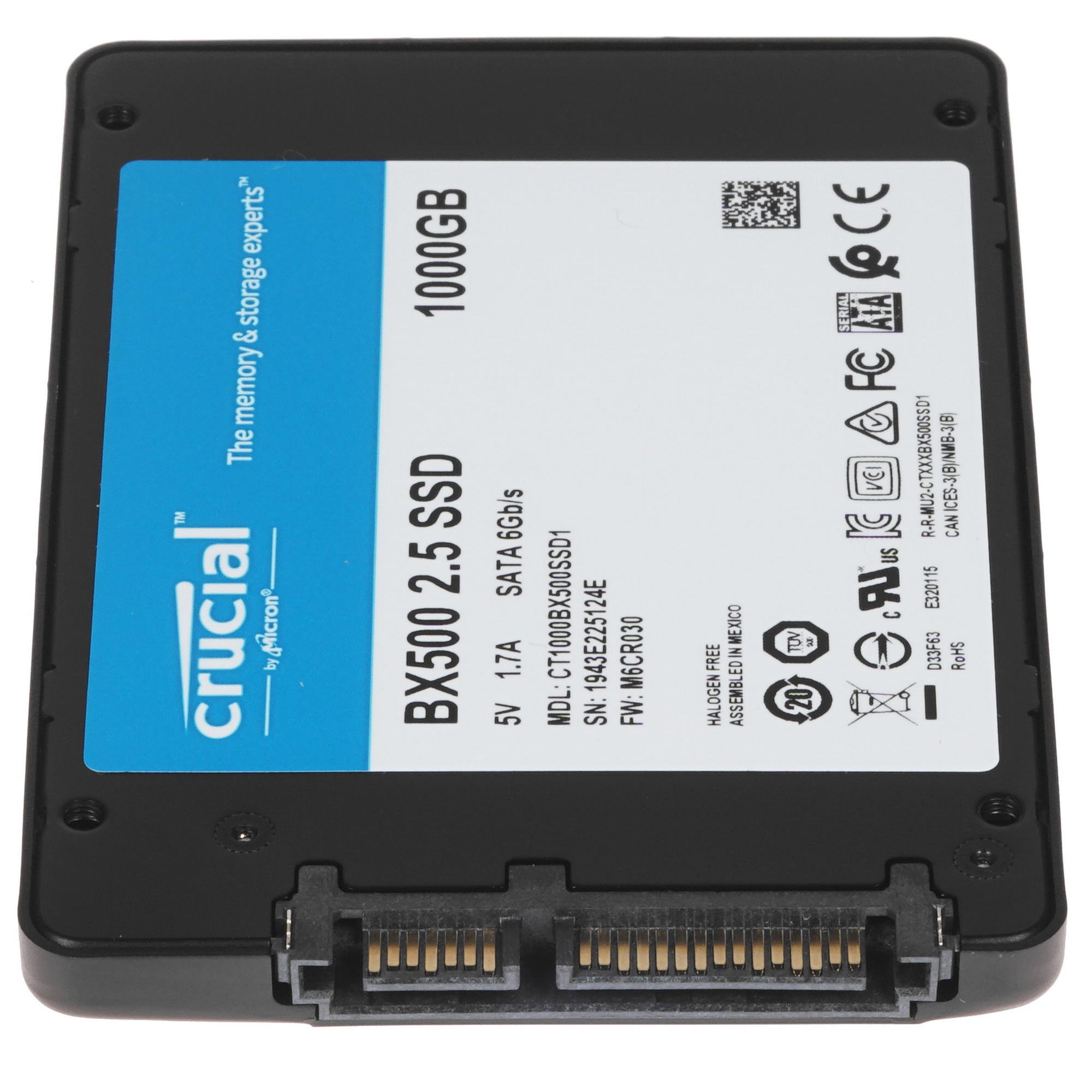 Накопитель SSD Crucial BX500, 1Tb, SATA III, 2.5", R/W 540/500