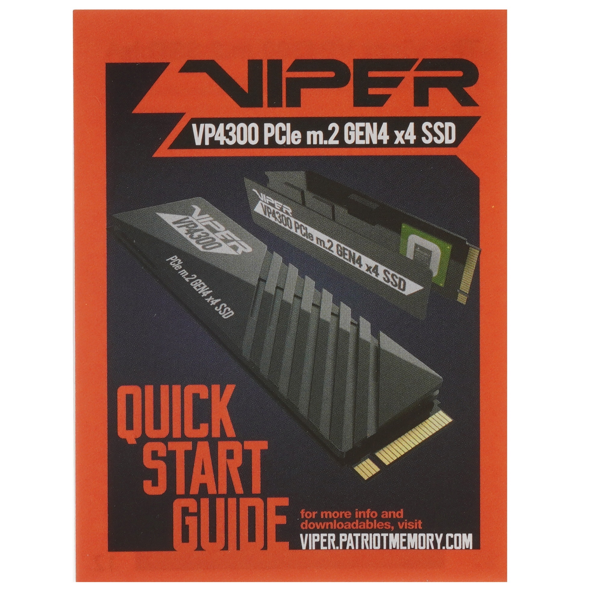Накопитель SSD Patriot Viper VP4300, 1Tb, PCIe 4.0 x4, M.2 2280, NVMe, R/W 7400/5500, с радиатором