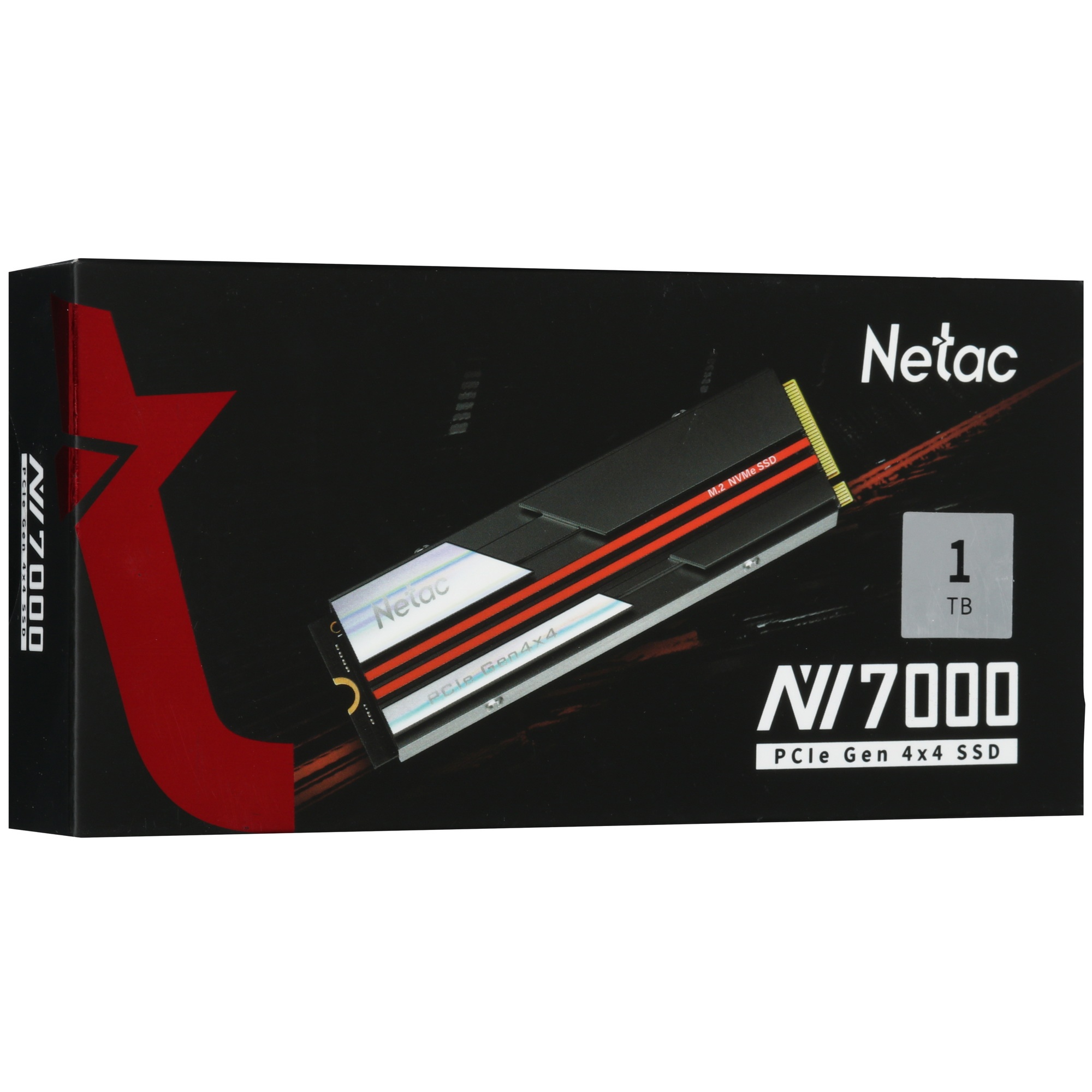 Накопитель SSD Netac NV7000, 1Tb, M.2 2280, PCIe 4.0 x4, NVMe, R/W 7200/5500, с радиатором