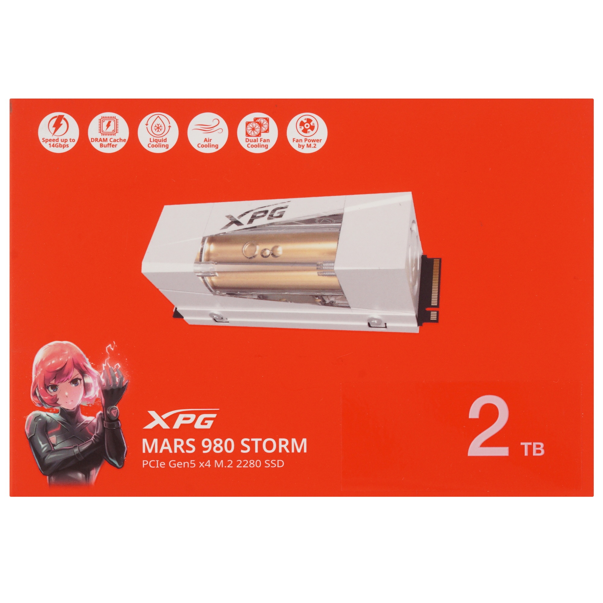 Твердотельный накопитель ADATA SSD XPG MARS 980 STORM, 2000GB, M.2(22x80mm), NVMe, PCIe 5.0 x4, 3D N