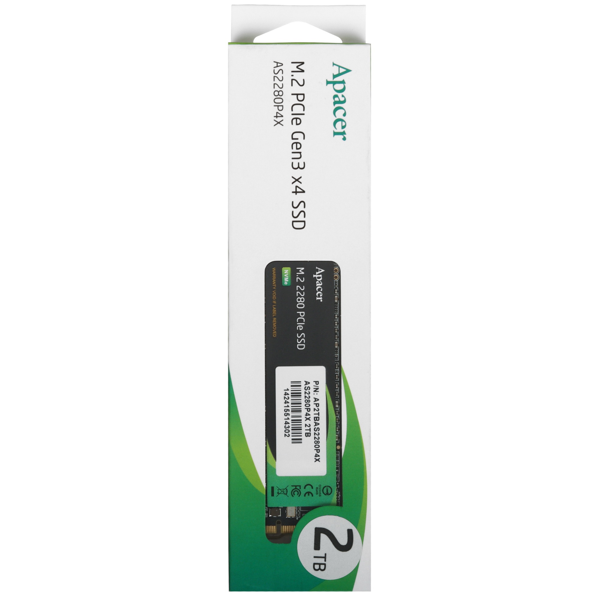 Накопитель SSD Apacer 2TB, PCIe 3.0 x4, M.2 2280, NVMe v1.3, R/W 2100/1700, 3D NAND