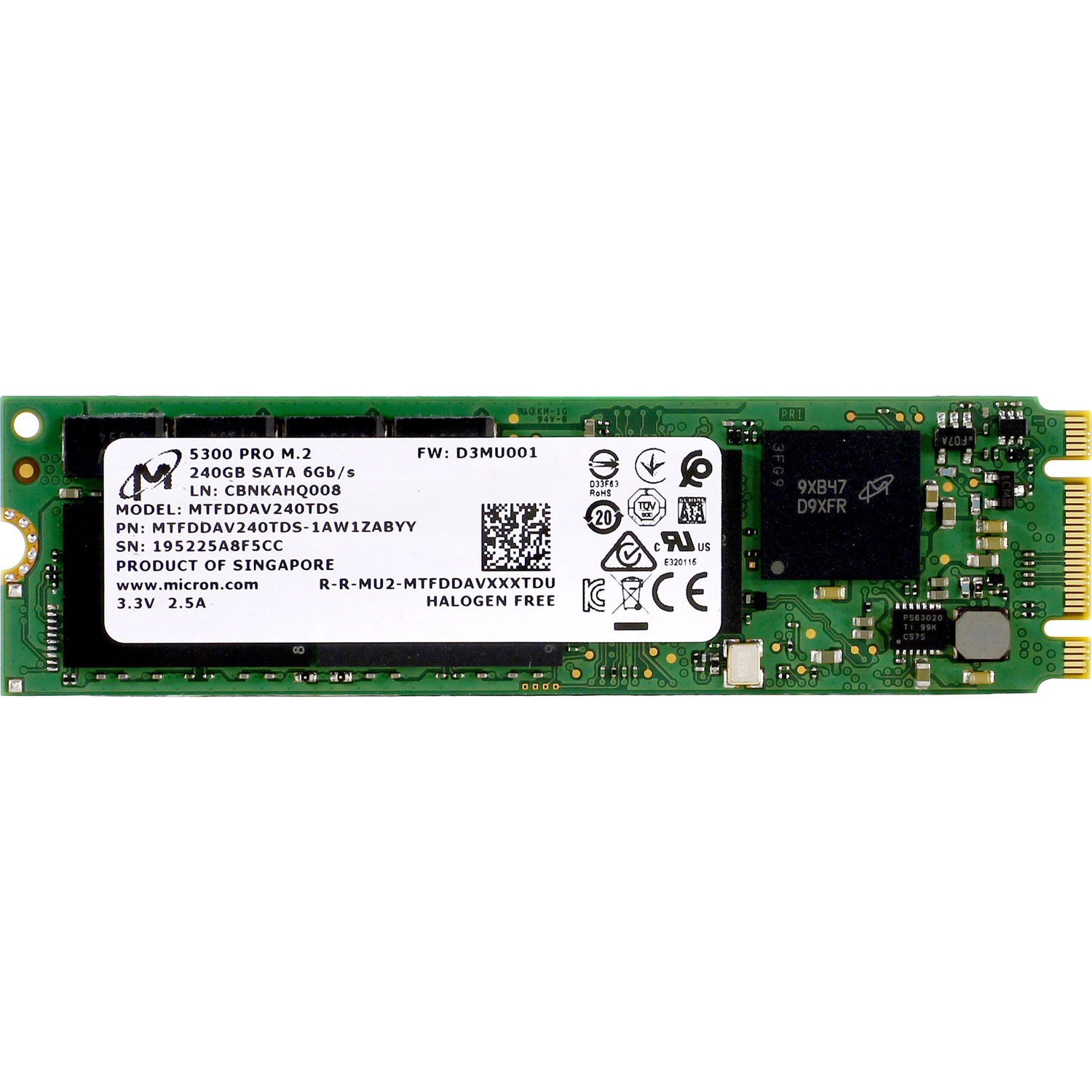 Твердотельный накопитель Micron 5300 PRO 240GB M.2 SATA Non-SED Enterprise Solid State Drive