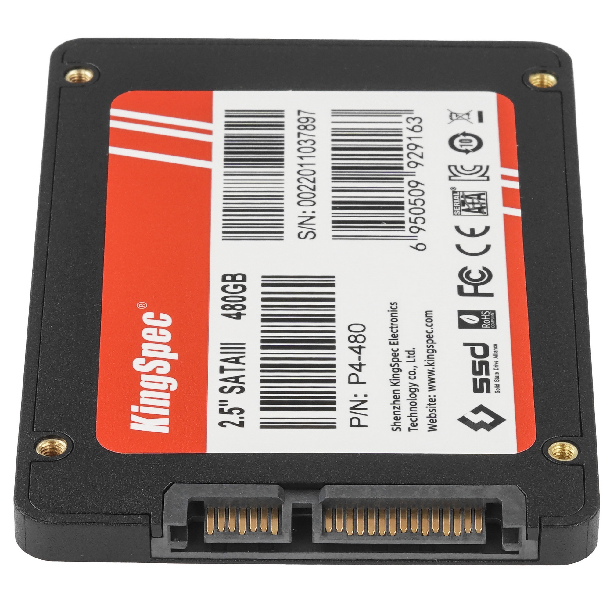 Накопитель SSD 2.5" KingSpec 480Gb P4 Series  (SATA3, up to 570/540MBs, 3D NAND, 100TBW)