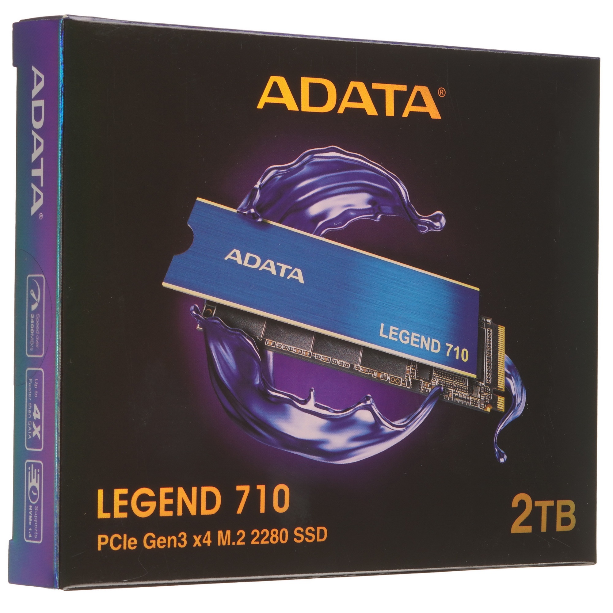 Накопитель SSD ADATA LEGEND 710, 2Tb, PCIe 3.0 x4, M.2 2280, NVMe, R/W 2400/1800, с радиатором