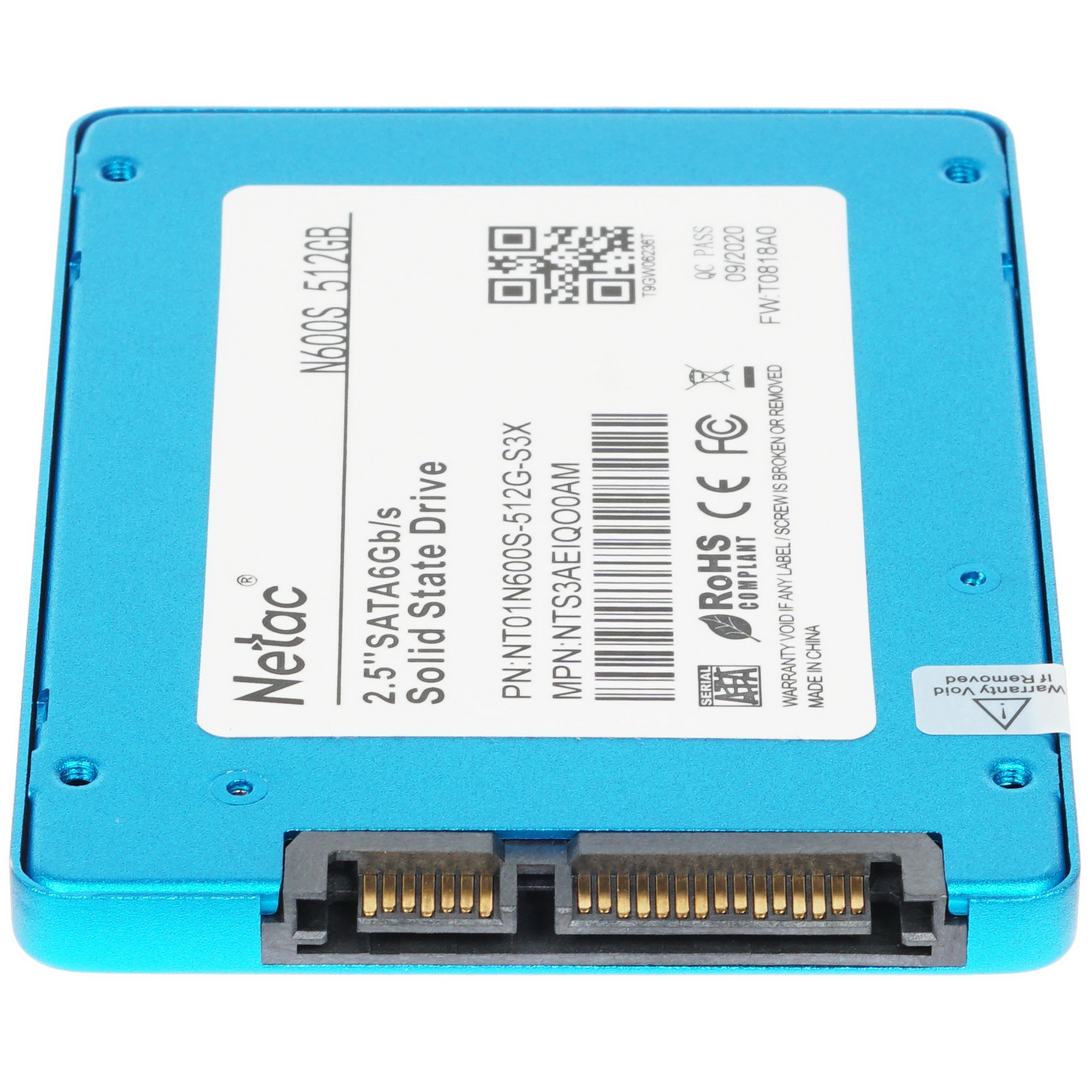 Накопитель SSD Netac N600S, 512GB, SATA III, 2.5", R/W 540/490