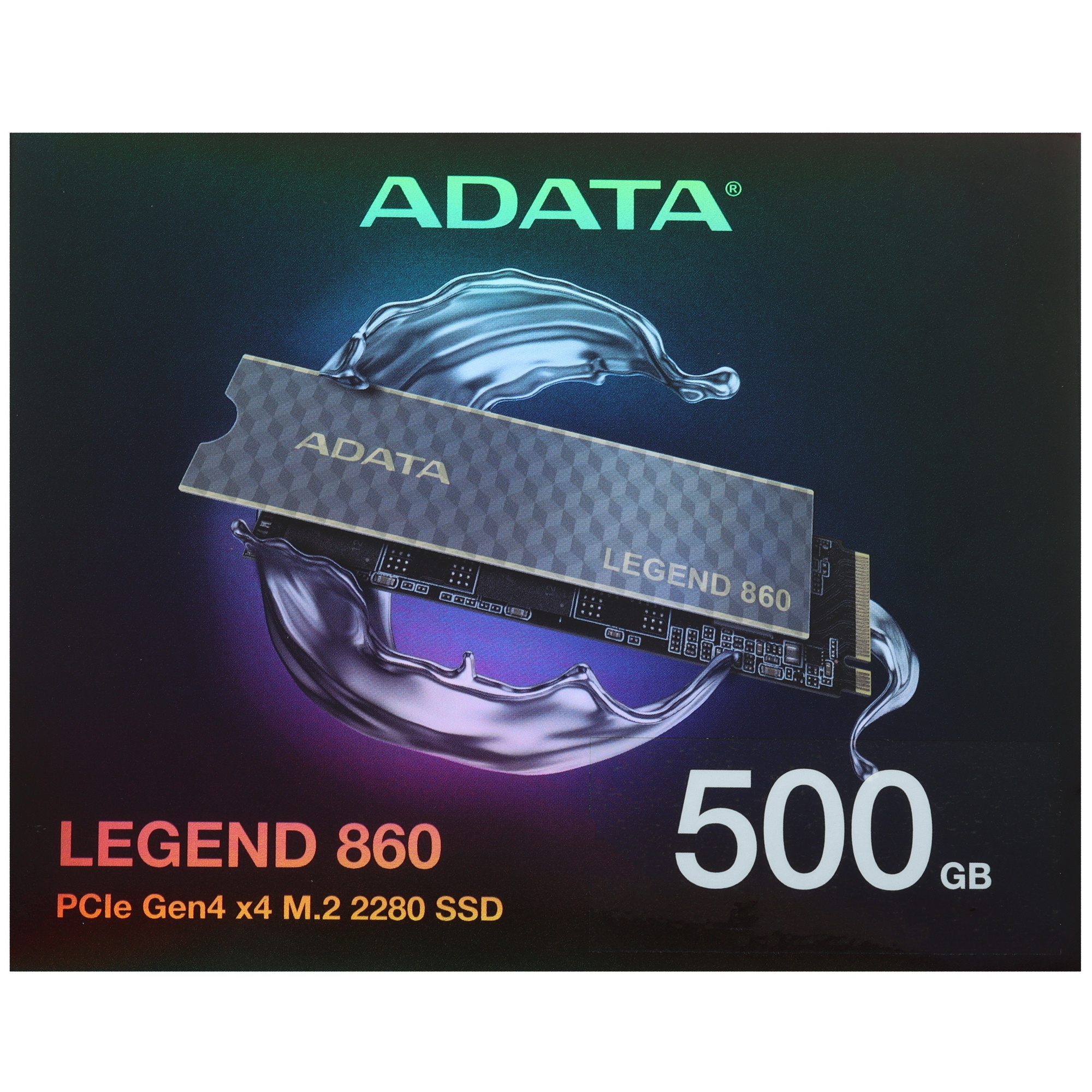 Накопитель SSD ADATA LEGEND 860, 500Gb, PCIe 4.0 x4, M.2 2280, NVMe, R/W 5000/3000, с радиатором