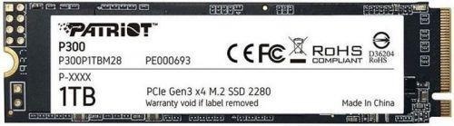 Накопитель SSD Patriot P300, 1000GB, PCIe 3.0 x4, M.2 2280, NVMe, R/W 2100/1650